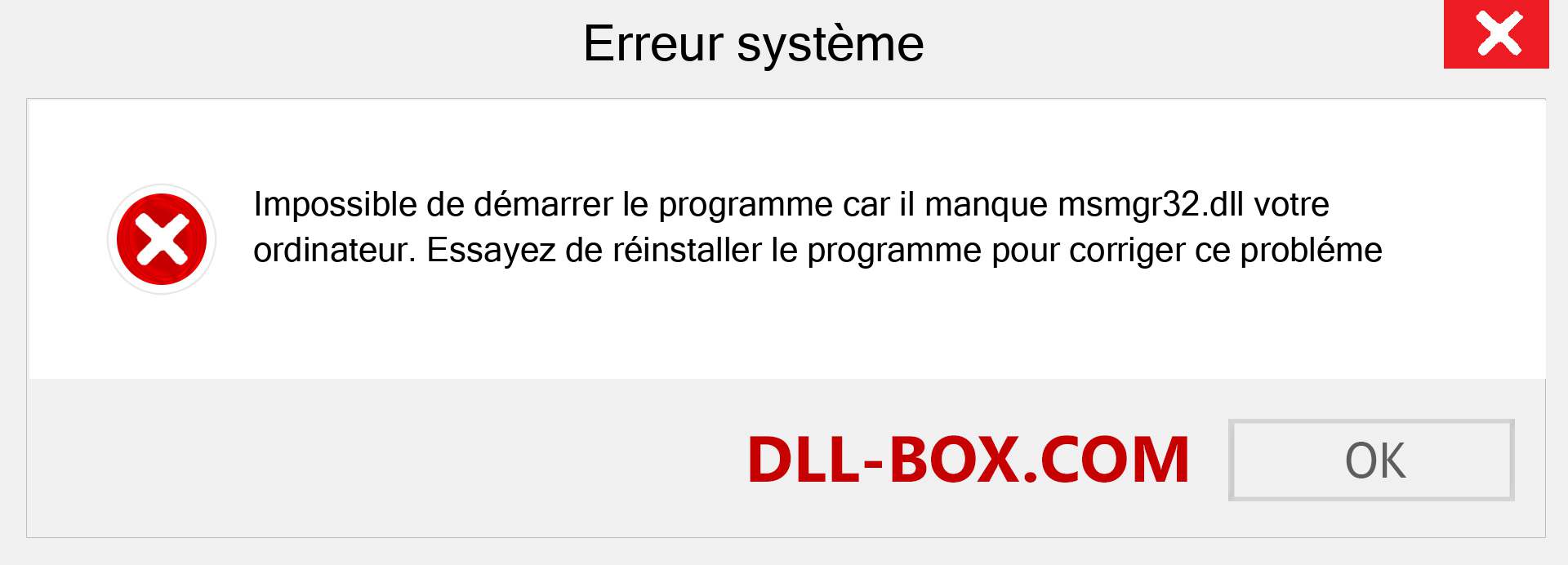 Le fichier msmgr32.dll est manquant ?. Télécharger pour Windows 7, 8, 10 - Correction de l'erreur manquante msmgr32 dll sur Windows, photos, images